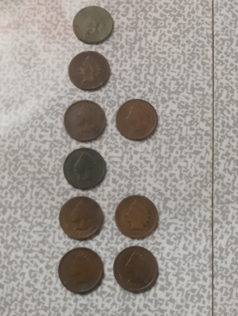 Indian Head Pennies Mixed Lot Of 9